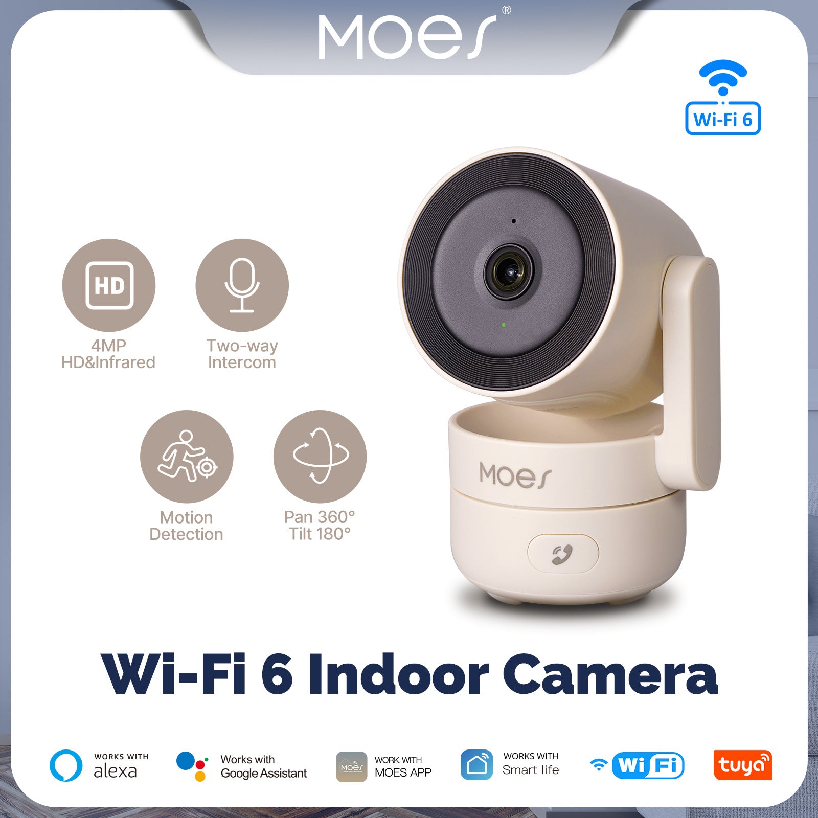 YIDMORE  4MP Wi-Fi 6 Indoor Security Camera - Pan/Tilt with Night Vision 