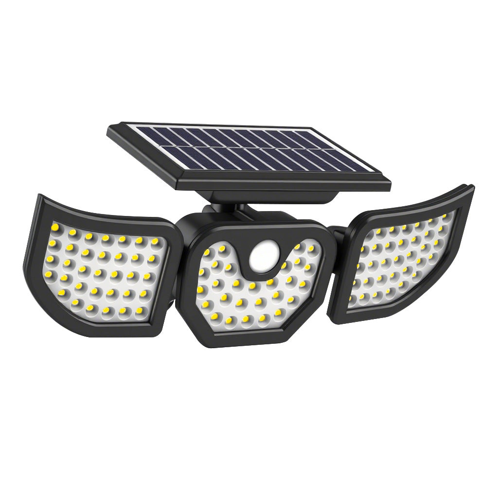 YIDMORE  3-Head Solar Motion Sensor Security Light - 120 LED Outdoor Floodlight 
