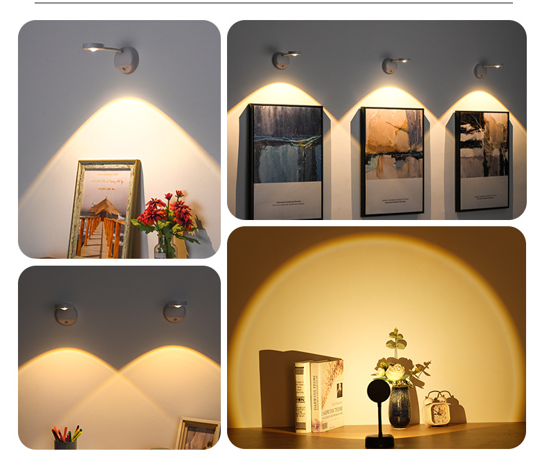 YIDMORE  Rechargeable LED Wall/Desk Lamp - 2-in-1 Adjustable Spotlight 